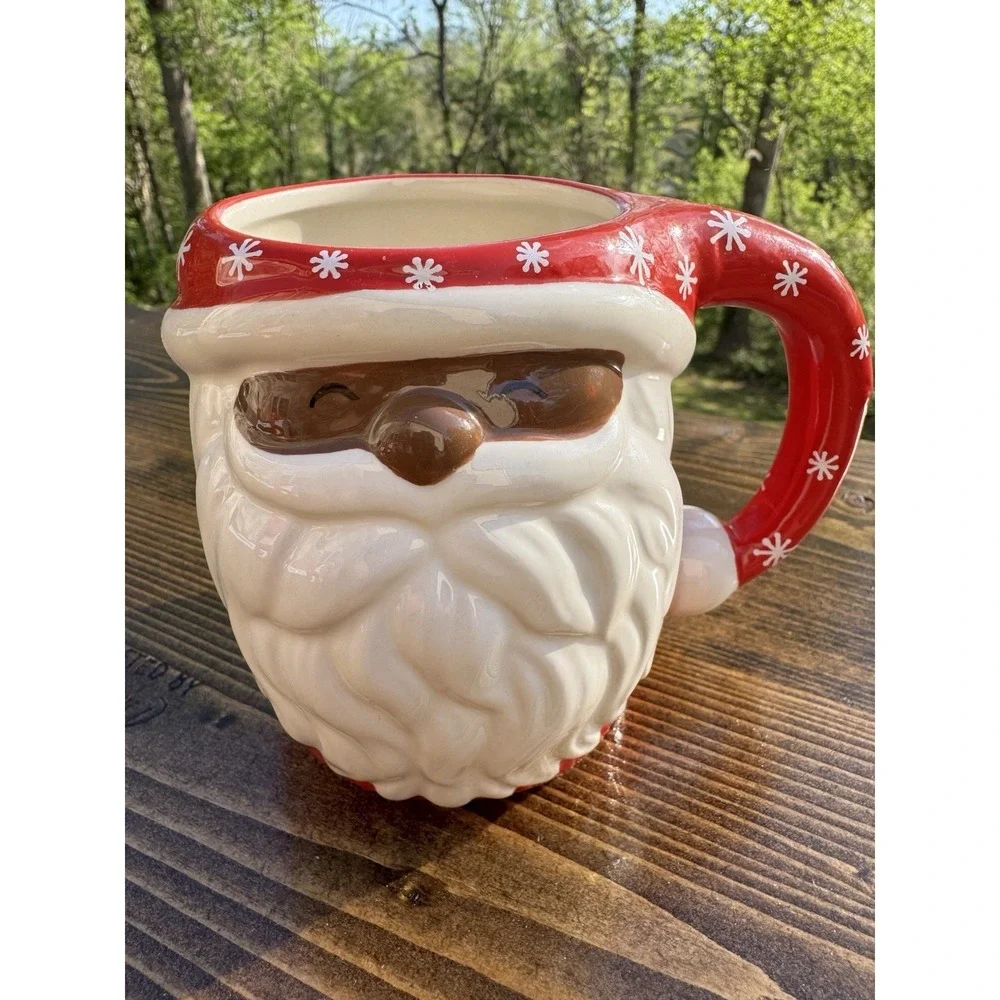 Santa Face Mug Set Williams Sonoma 16 oz Christmas Red‎ Ceramic Holiday Pair